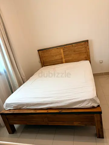 Solid Wooden Double Bed with Headboard - Very Good Condition