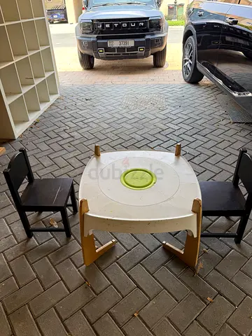 Kids chairs and playing table with coloring pen storage