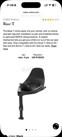 Cybex Base T ISOFIX Car Seat Base - Black (Like New)