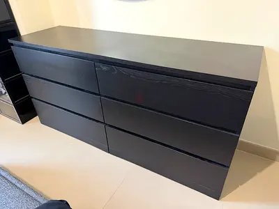 IKEA 6 drawer Malm Brown-Black Dresser