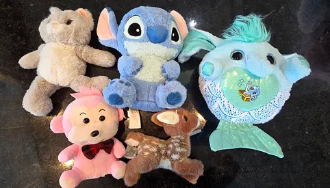 Lot of 8 Plush Soft Toys - Stitch, Mermaid, Deer, Bear and Monkey