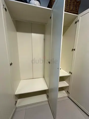 300 Aed White 3-door Wardrobe / Armoire in Good Condition 
Depth 55 cm
With 14