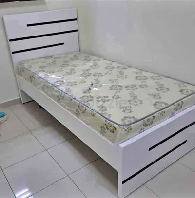 Brand New Single white wooden bed frame with mattress