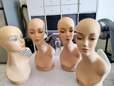 Set of 4 Neck and Head Mannequin Busts for Display (Wig/Jewelry Stands)
