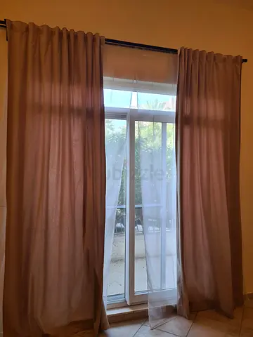 Modern Taupe Window Curtains with Sheer Inserts