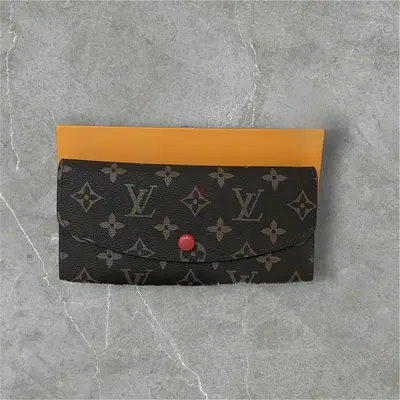 Louis Vuitton Monogram Long Wallet with Red Button