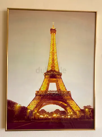 Framed Glossy Eiffel Tower Picture — Vintage-Style Wall Art