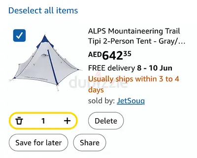 ALPS Mountaineering Trail Tipi 2-Person Tent - Gray/Navy (New) [Amazon current price AED 642/-]