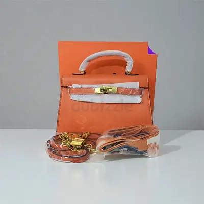 Elegant Orange Top Handle Mini Handbag with Straps