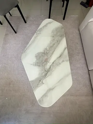 White Marble Effect Coffee Table – Grey Legs