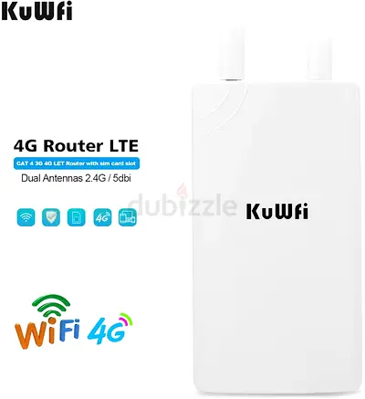KuWFi Outdoor 4G LTE CPE Router with SIM Card Slot 150Mbps CAT4 Wireless WiFi Internet Access Point