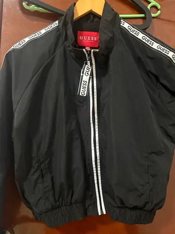 Guess Black Windbreaker Zip-up Jacket