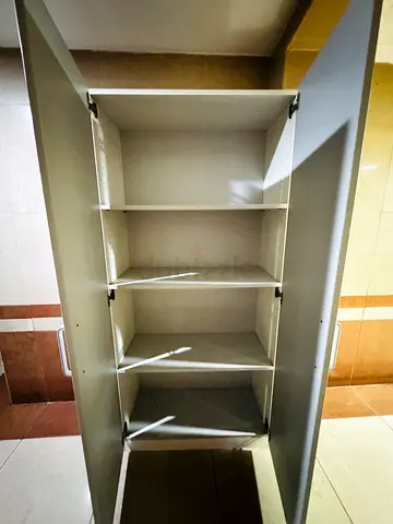 Tall White Storage Cabinet / Wardrobe with Shelves