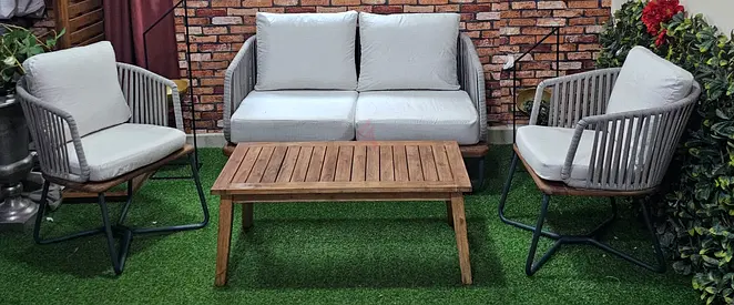 Solid teak wood with powder coated almunium garden set from Ebarza