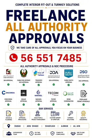 FREELANCE ALL AUTHORITY APPROVALS DUBAI ABUDABI SHARJAH AJMAN