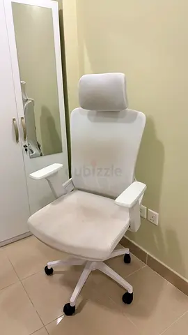 White Ergonomic Office Chair with Headrest