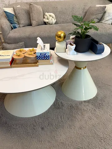 Set of 2 Marble-Top Nesting Coffee Tables