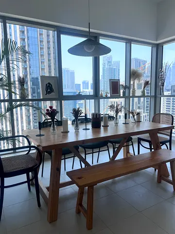 Dining table with bench