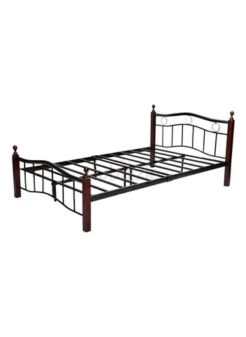 Galaxy Design Wooden  Steel Bed Cherry Brown Legs Colour Queen Size