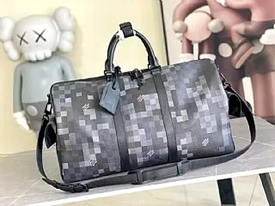 Louis vuitton keepall damoflag black canvas