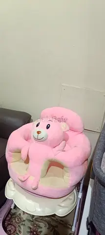 Pink Plush Infant Support Seat with Teddy Design