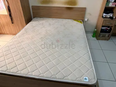 Queen size bed frame with mattress - used, good structure