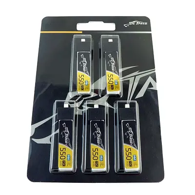 Tattu 1S 550mAh 75C 3.8V HV Lipo Battery Pack With BT 2.0 Plug (5pcs)
