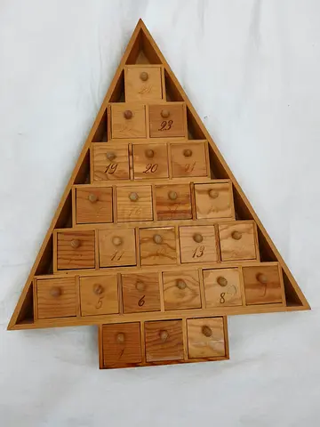 Wooden Christmas Tree Advent Calendar with 24 Small Drawers