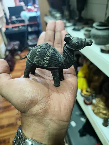 Small Antique-Style Brass Camel Figurine — 7 cm tall