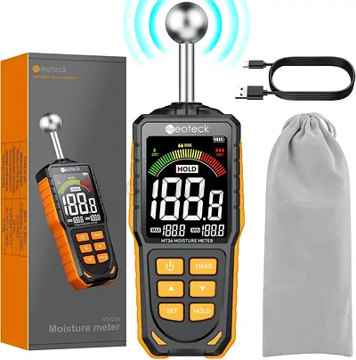 Neoteck Spherical Inductive Moisture Meter 5-40mm Analysis Depth Pinless Moisture