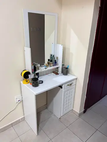 White Vanity Dressing Table with Mirror and Storage Cabinet