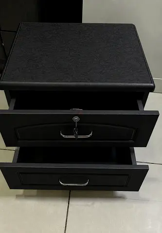 Two Black 2-Drawer Nightstands / Bedside Tables