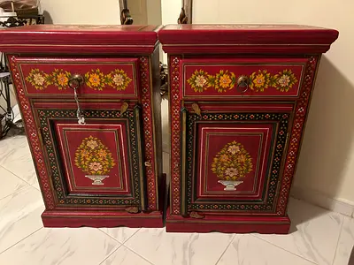 Set of 2 Side Tables (Hand-painted)