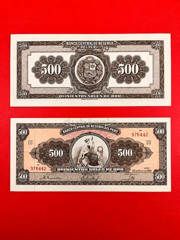 1960s Peru 500 Soles de Oro Banknotes