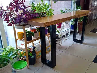 Long Oakwood Entry Console Table