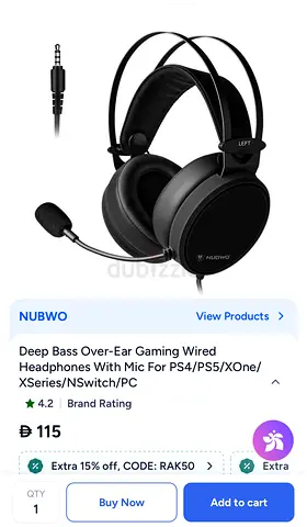 Nubwo Deep Bass Over-Ear Wired Gaming Headset with Mic