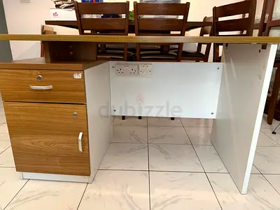 Wooden Office Desk and study table with Drawers and Built-in Power Sockets