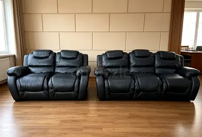 Sofa Recliner Black Pure Leather