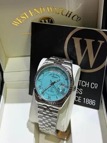 West End Watch Co. Automatic Stainless Steel Watch with Turquoise Dial
