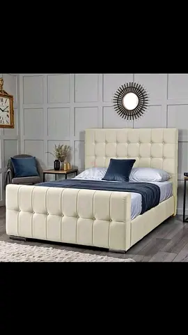 Cream Tufted Queen Bed with Upholstered Headboard and Footboard