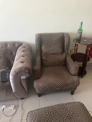 Sofa Set 3 seater + 2 seater with matching ottoman - good condition