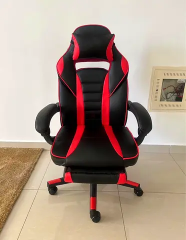 Black  Red Ergonomic Gaming/Office Chair with Footrest with Recliner