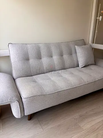 Light grey 3-seater sofa with wooden legs - great condition
