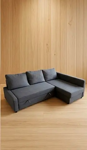 Gray L-shaped Sectional Sofa-bed a with Storage and Chaise