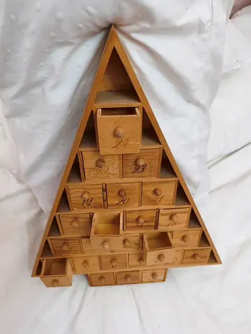 Wooden Christmas Tree Advent Calendar with 24 Small Drawers