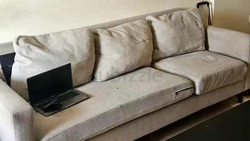 Light grey 3-seater fabric sofa