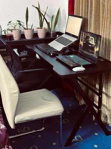 Compact Black Computer Desk with Chair — Good Condition
