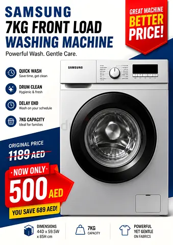 Samsung Washing Machine 7Kg Front Load - Heavy discount