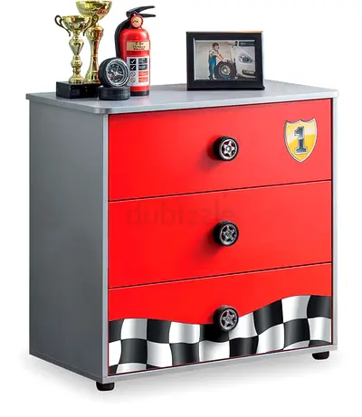 Kids Racing Themed 3-Drawer Chest / Bedside Table