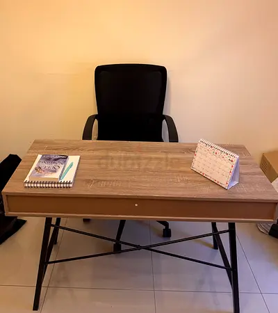 Simple wooden study desk with swivel office chair - 6 months old excellent condition